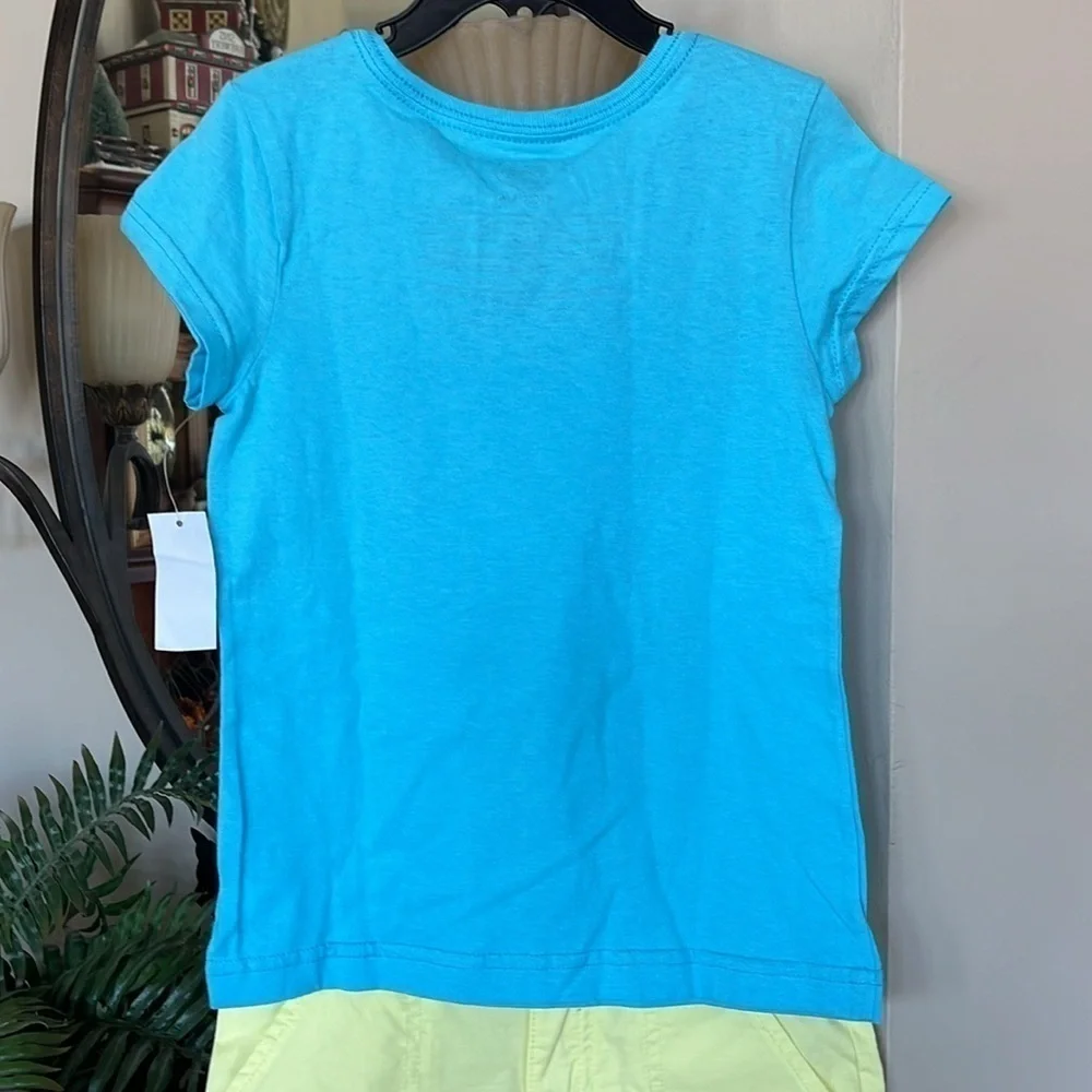 Brand New Disney Blue Minnie Daisy Top & Carter’s Yellow Classic Chino Shorts